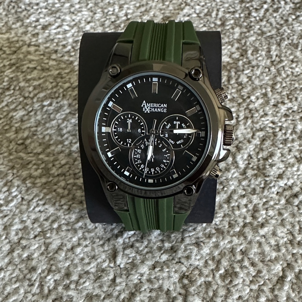 American Exchange Olive Green Chronograph Watch